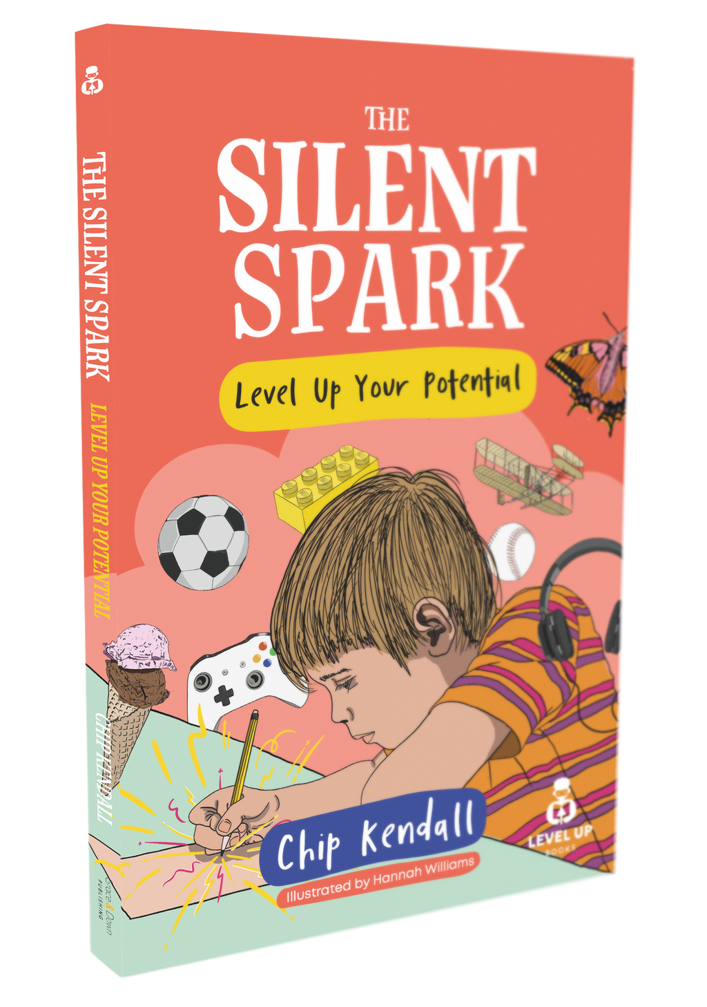 Book titled 'The Silent Spark' with a colorful cover featuring a child and various activities.