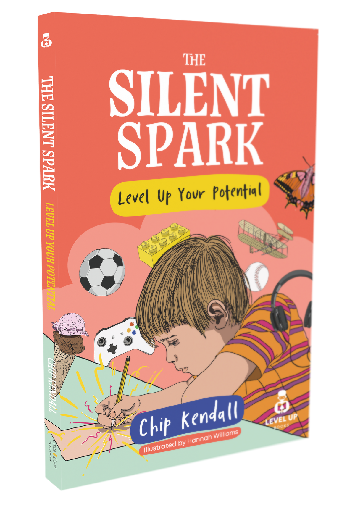 Book titled 'The Silent Spark' with a colorful cover featuring a child and various activities.